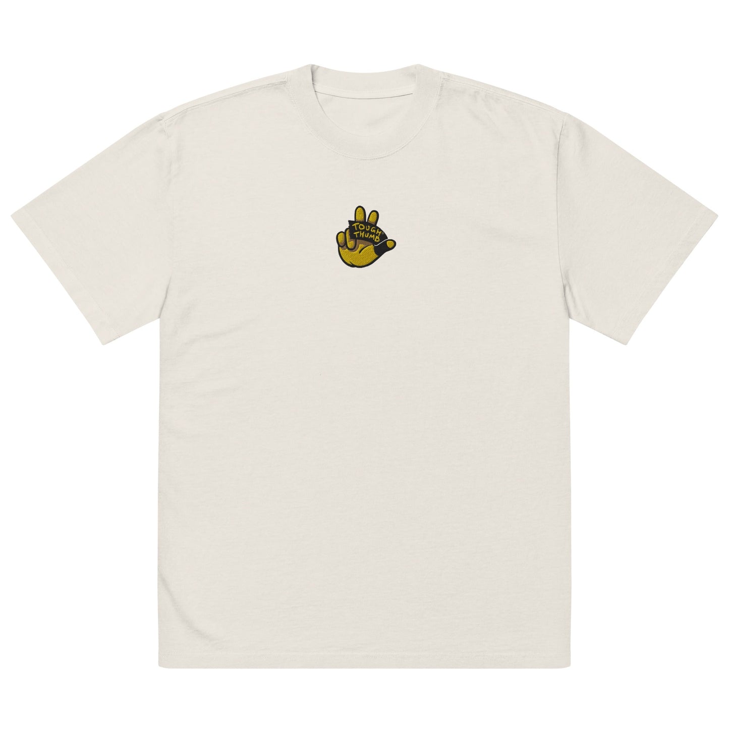 Unisex Signature Stitch Logo Tee (Oversized) - Tough ThumbTough ThumbFaded BoneS