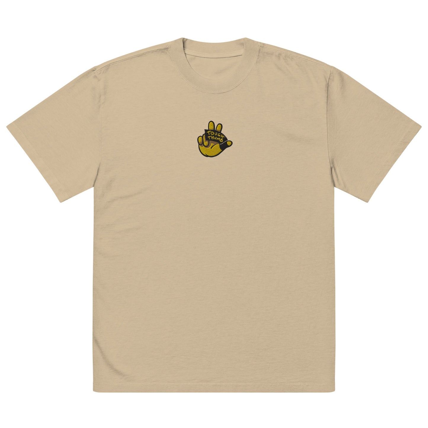 Unisex Signature Stitch Logo Tee (Oversized) - Tough ThumbTough ThumbFaded KhakiS